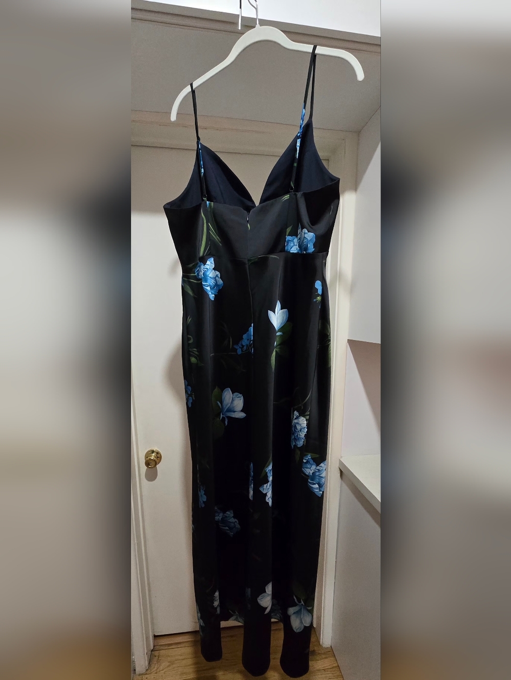 NWOT Sachin + Babi Floral Navy Blue A-Line, V-Neck Maxi Dress W/ Straps Sz 14 - Picture 5 of 14